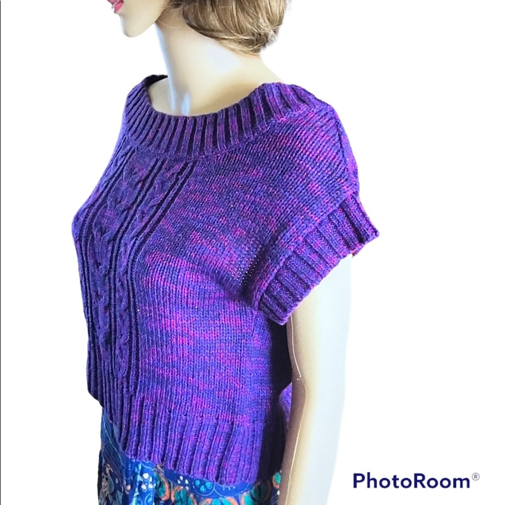 NWT ITS OUR TIME PURPLE FLECK KNIT CABLE SWEATER L - Picture 1 of 6